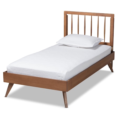 Baxton Studio Toru Mid-Century Modern Ash Walnut Finished Wood Twin Size Platform Bed 180-11108-11159-Zoro